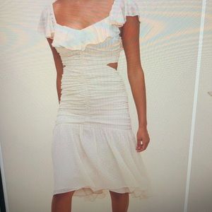 ASTR Devereaux ruffle midi dress in Cream